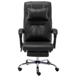 VidaXL Krzesło biurowe z funkcją masażu, czarne, sztuczna skóra