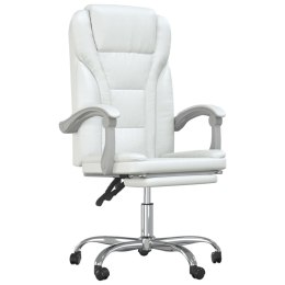 VidaXL Rozkładany fotel biurowy, biały, sztuczna skóra