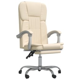 VidaXL Rozkładany fotel biurowy, kremowy, sztuczna skóra