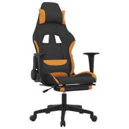 VidaXL Fotel gamingowy z podnóżkiem i masażem, czarno-pomarańczowy