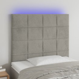 VidaXL Zagłówek do łóżka z LED, jasnoszary, 80x5x118/128 cm, aksamit