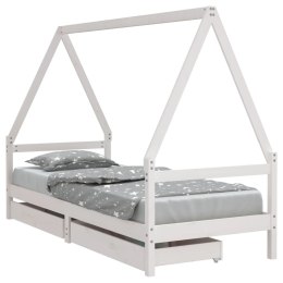 VidaXL Rama łóżka dziecięcego z szufladami, biała, 80x200 cm, sosnowa