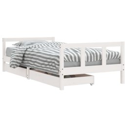 VidaXL Rama łóżka dziecięcego z szufladami, biała, 90x190 cm, sosna
