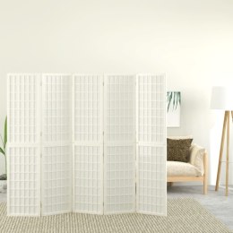 VidaXL Składany parawan 5-panelowy, styl japoński, 200x170 cm, biały