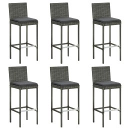 VidaXL Krzesła barowe z poduszkami, 6 szt., szare, polirattan