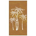 VidaXL Ogrodowa dekoracja ścienna, 105x55 cm, stal kortenowska, palmy