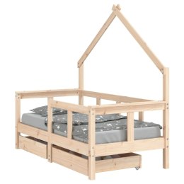 VidaXL Rama łóżka dziecięcego z szufladami, 70x140 cm, sosnowa
