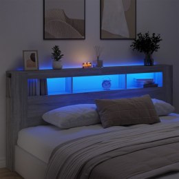 VidaXL Wezgłowie łóżka z LED, szary dąb sonoma, 220x18,5x103,5 cm