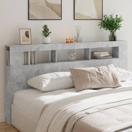VidaXL Wezgłowie łóżka z LED, szarość betonu, 200x18,5x103,5 cm