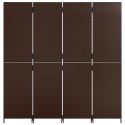 VidaXL Parawan 4-panelowy, brązowy, polirattan