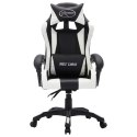 VidaXL Fotel dla gracza z RGB LED, biało-czarny, sztuczna skóra
