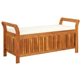 VidaXL Ogrodowa ławka ze schowkiem i poduszką, 126 cm, drewno akacjowe