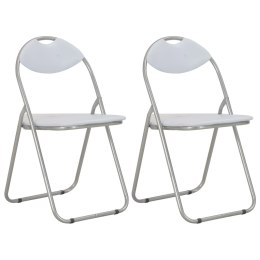 VidaXL Składane krzesła jadalniane, 2 szt., białe, sztuczna skóra