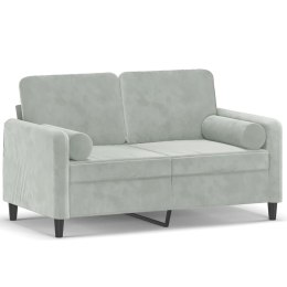 VidaXL 2-osobowa sofa z poduszkami, jasnoszara, 120 cm, aksamit