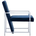 VidaXL Fotel z chromowanym nóżkami, niebieski, aksamit