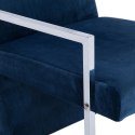 VidaXL Fotel z chromowanym nóżkami, niebieski, aksamit