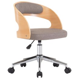 VidaXL Obrotowe krzesło stołowe, taupe, gięte drewno i tkanina