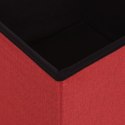 VidaXL Składany stołek ze schowkiem, winna czerwień, sztuczny len