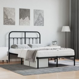 VidaXL Metalowa rama łóżka z wezgłowiem, czarna, 120x200 cm