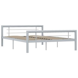VidaXL Rama łóżka, szaro-biała metalowa, 160 x 200 cm