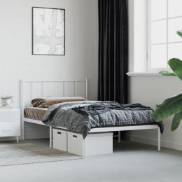 VidaXL Metalowa rama łóżka z wezgłowiem, biała, 90x200 cm