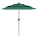 VidaXL 3-poziomowy parasol na aluminiowym słupku, zielony, 2,5 m