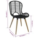 VidaXL Krzesła stołowe, 2 szt., czarne, naturalny rattan