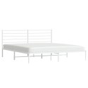 VidaXL Metalowa rama łóżka z wezgłowiem, biała, 200x200 cm