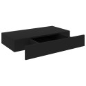 VidaXL Wisząca półka ścienna z szufladą, czarna, 48x25x8 cm
