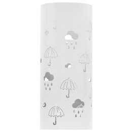 VidaXL Stojak na parasole, wzór w parasole, stalowy, biały
