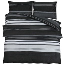 VidaXL Zestaw pościeli, czarno-biały, 225x220 cm, bawełna