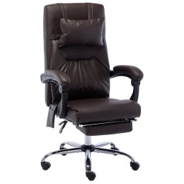 VidaXL Krzesło biurowe z funkcją masażu, brązowe, sztuczna skóra
