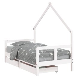 VidaXL Rama łóżka dziecięcego z szufladami, biała, 80x160 cm, sosna