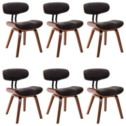 VidaXL Krzesła stołowe, 6 szt., szare, gięte drewno i tkanina