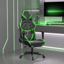 VidaXL Masujący fotel gamingowy z podnóżkiem, czarno-zielony, ekoskóra