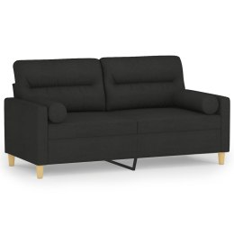 VidaXL 2-osobowa sofa z poduszkami, czarna, 140 cm, tkanina