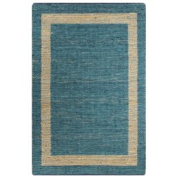 VidaXL Ręcznie wykonany dywan, juta, niebieski, 80x160 cm
