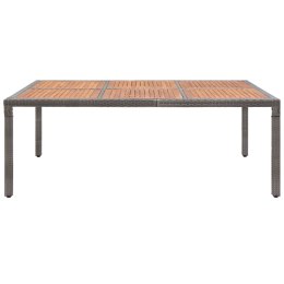VidaXL Stół ogrodowy, szary, 200x150x74 cm, rattan PE i drewno akacji