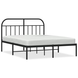 VidaXL Metalowa rama łóżka z wezgłowiem czarna, 140x200 cm