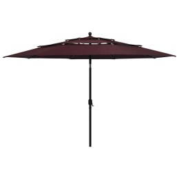 VidaXL 3-poziomowy parasol na aluminiowym słupku, bordowy, 3,5 m