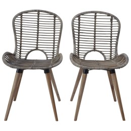 VidaXL Krzesła stołowe, 2 szt., brązowe, naturalny rattan