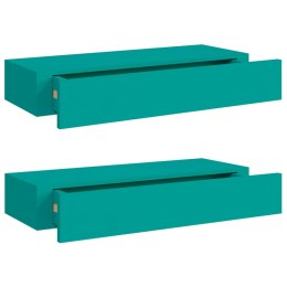 VidaXL Półki ścienne z szufladą 2 szt., niebieskie, 60x23,5x10 cm, MDF