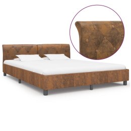 VidaXL Rama łóżka, brązowa, sztuczna skóra zamszowa, 160 x 200 cm