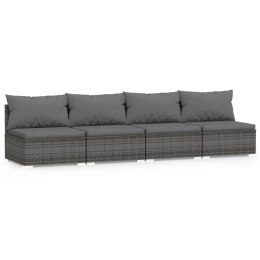 VidaXL 4-osobowa sofa z poduszkami, szara, polirattan