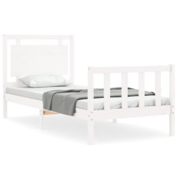 VidaXL Rama łóżka z wezgłowiem, biała, 100x200 cm, lite drewno