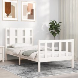VidaXL Rama łóżka z wezgłowiem, biała, 90x190 cm, lite drewno
