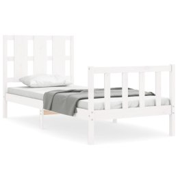 VidaXL Rama łóżka z wezgłowiem, biała, 90x190 cm, lite drewno