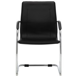 VidaXL Krzesło biurowe, wspornikowe, czarne, sztuczna skóra