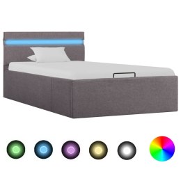 VidaXL Rama łóżka z podnośnikiem i LED, taupe, tkanina, 100 x 200 cm