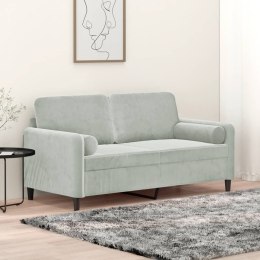 VidaXL 2-osobowa sofa z poduszkami, jasnoszara, 140 cm, aksamit